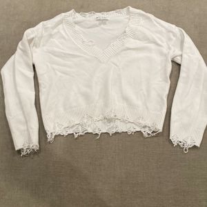 Wild Honey Womens White Sweatershirt Pullover Small